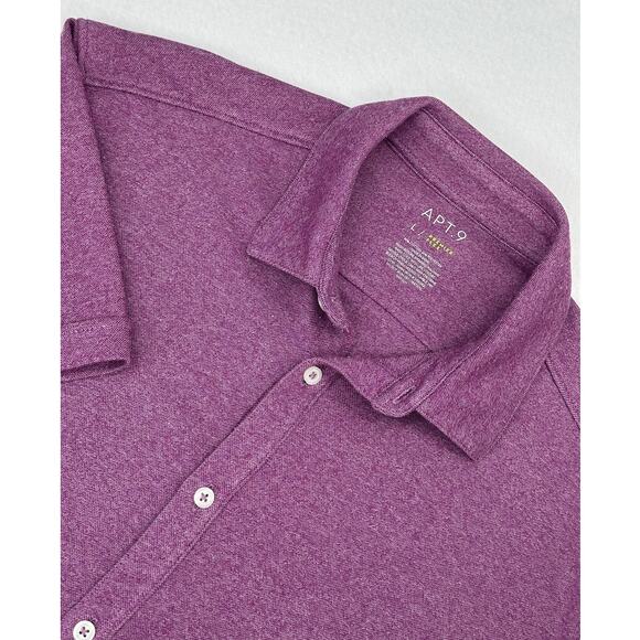 Apt 9 Premier Flex Raspberry Button Polo Short Sleeve Shirt L - Picture 1 of 5